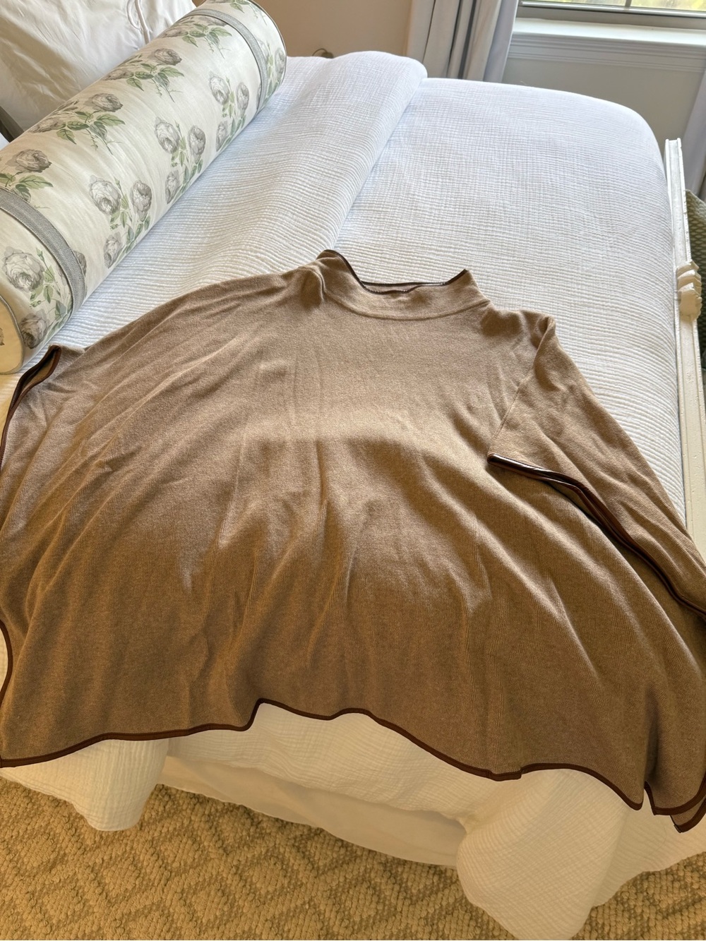 J. Crew poncho with leather edge
